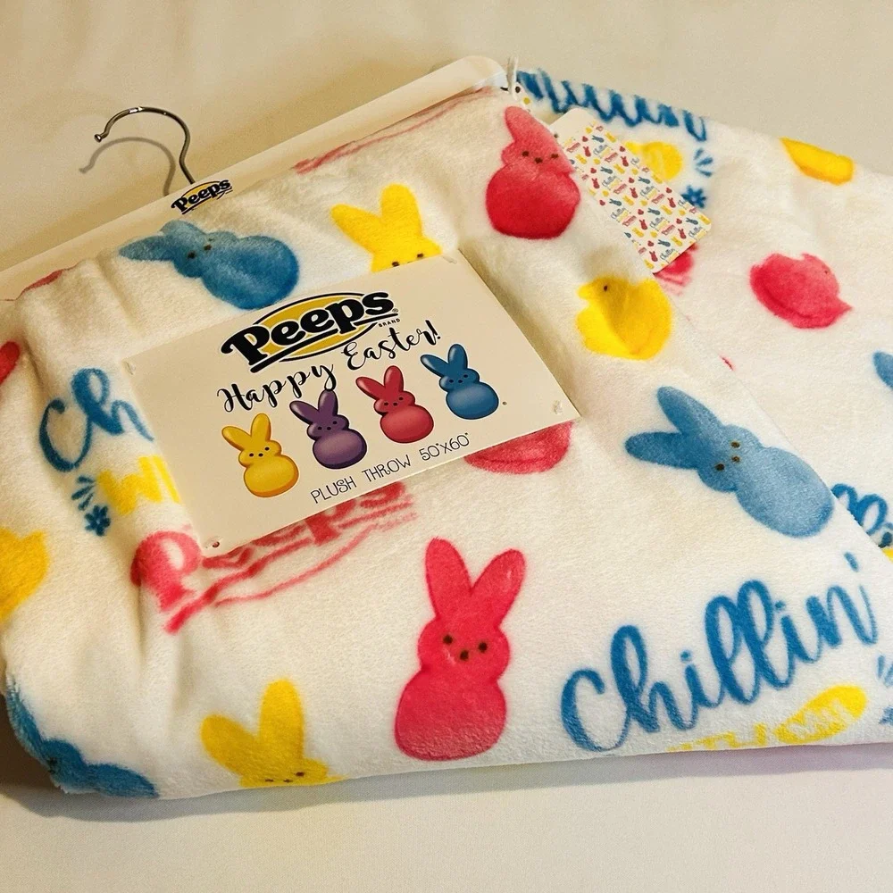 Peeps Chilling with my Peeps White  Plush Throw 50X60